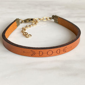 moon phase leather bracelet