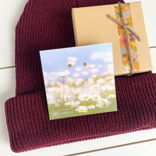 Load image into Gallery viewer, burgundy beanie and forget-me-not studs