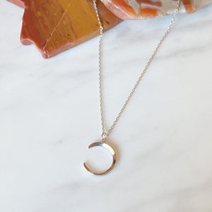 silvery moon necklace