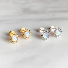 Load image into Gallery viewer, sunflower moonstone studs